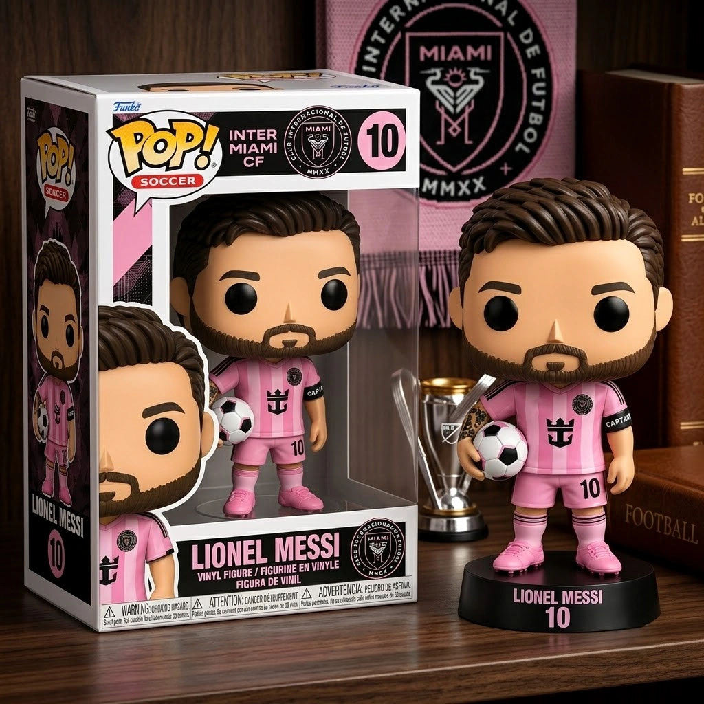 Lionel Messi Inter Miami Pink Home Kit Collector Funko Pop Lionel Messi Merch Display Decor - Merchluma