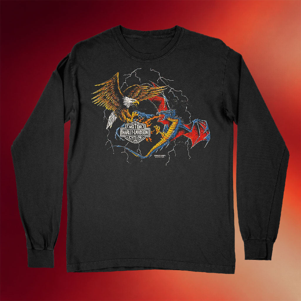 Beyond Human Merch Battle Long Sleeve Shirt Harley Davidson Eagle Vs Dragon Shirt Gifts For Him - Merchluma