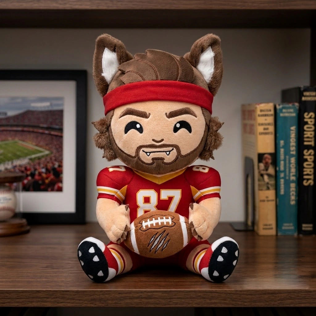 Travis Kelce Kansas City Chiefs Werewolf Halloween Plush Pillow KC Chiefs Merch Decoration - Merchluma