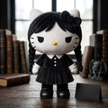 Wednesday Addams x Hello Kitty Crossover Halloween Plush Pillow Wednesday Addams Merch Decor - Merchluma