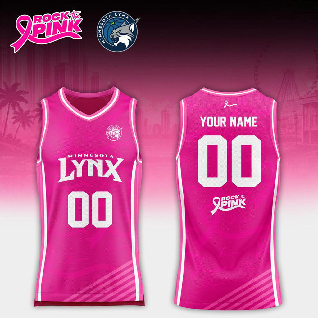 Custom Minnesota Lynx x Rock The Pink Night 2026 Basketball Jersey Minnesota Lynx Merch Women - Merchluma