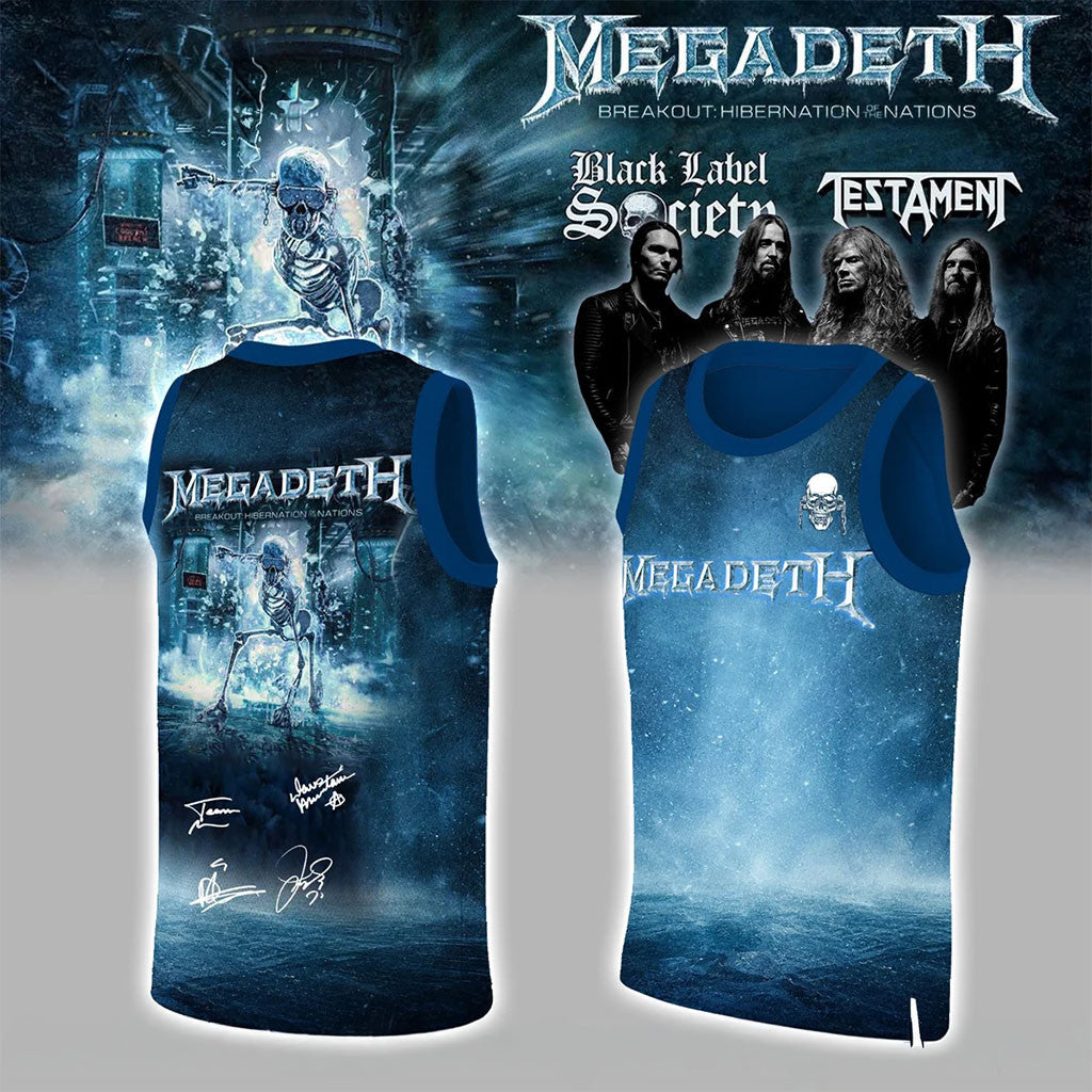 Megadeth Merch Breakout Hibernation Of The Nations Skull Basketball Jersey Band Fan Gifts - Merchluma