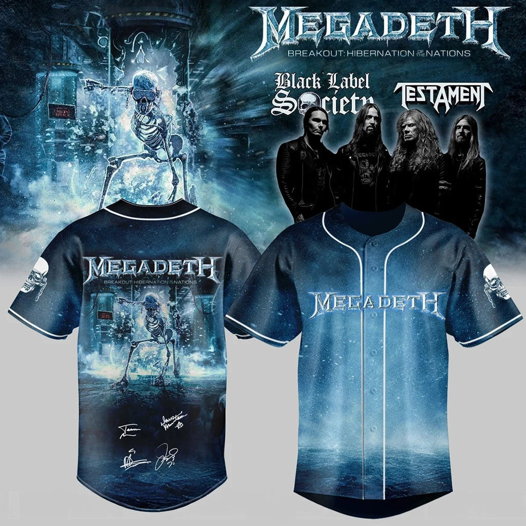 Megadeth Merch Breakout Hibernation Of The Nations Skull Baseball Jersey Heavy Metal Fan Gifts - Merchluma