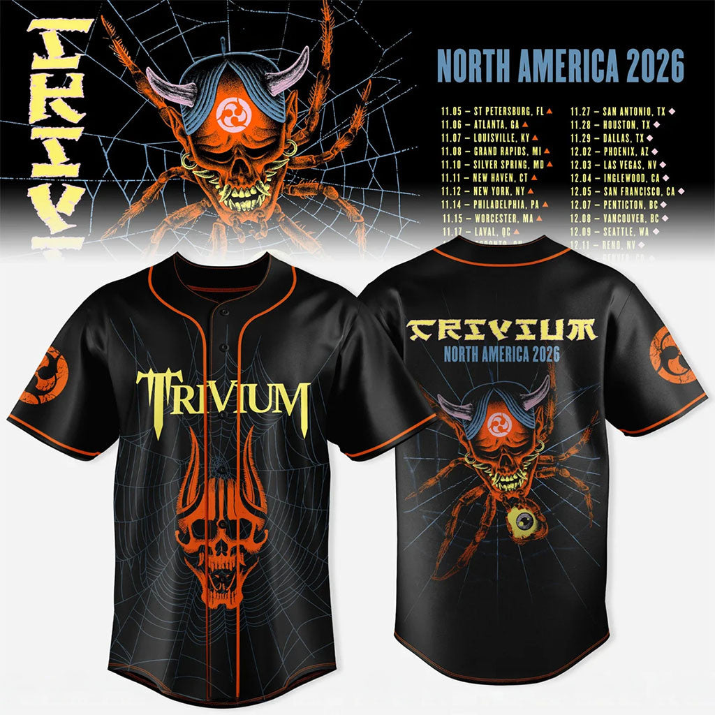 Trivium North America Tour Baseball Jersey Trivium Merch Heavy Metal Band Fan Gift - Merchluma