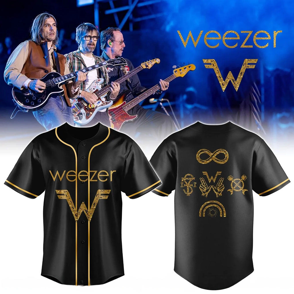 Weezer The Gathering World Tour Baseball Jersey Weezer Merch Alternative Rock Band Fan Gift - Merchluma