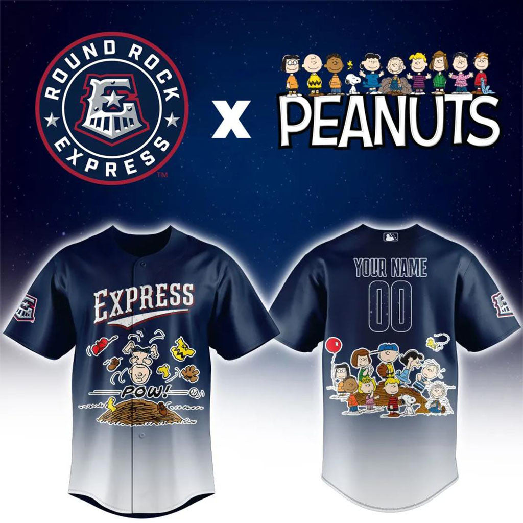 Custom Round Rock Express x Peanuts Night Baseball Jersey Round Rock Express Merch Fan Gifts - Merchluma