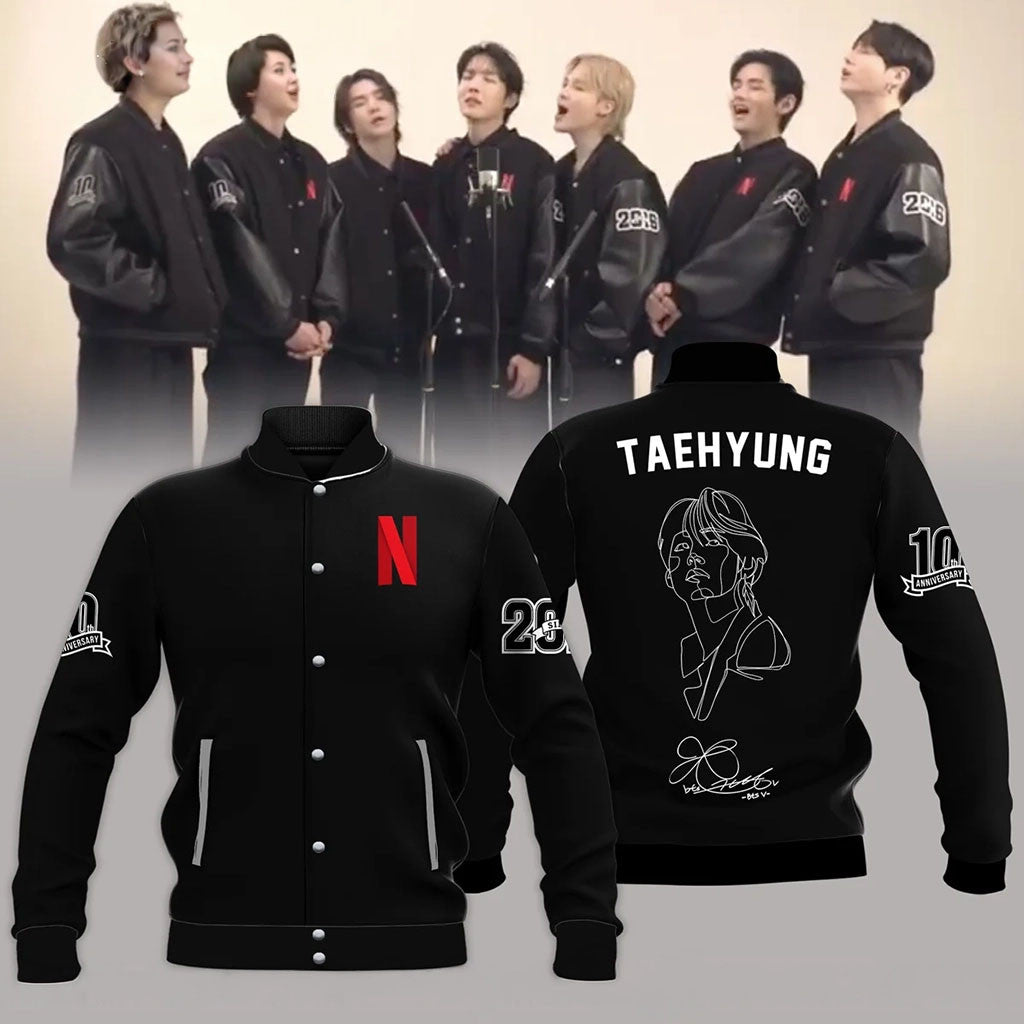 BTS Taehyung V 10th Anniversary Baseball Jacket V Merch BTS Fan Gift - Merchluma