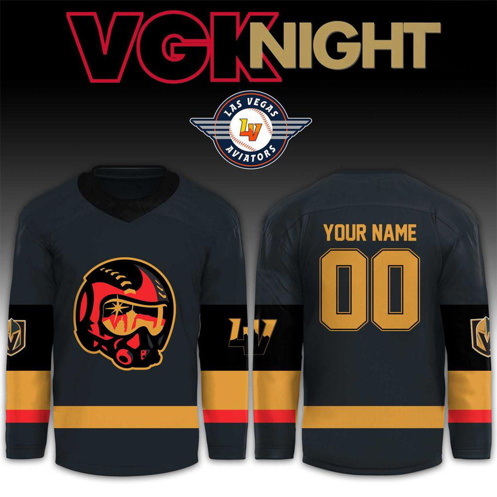 Custom Vegas Golden Knights x Las Vegas Aviators VGK Night Hockey Jersey Gifts For Fans - Merchluma