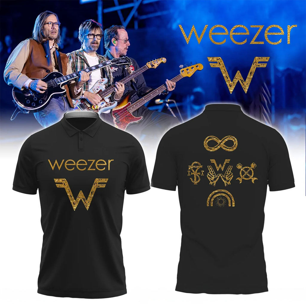 Weezer The Gathering World Tour Polo Shirt Black Weezer Merch Rock Music Fan Gift - Merchluma