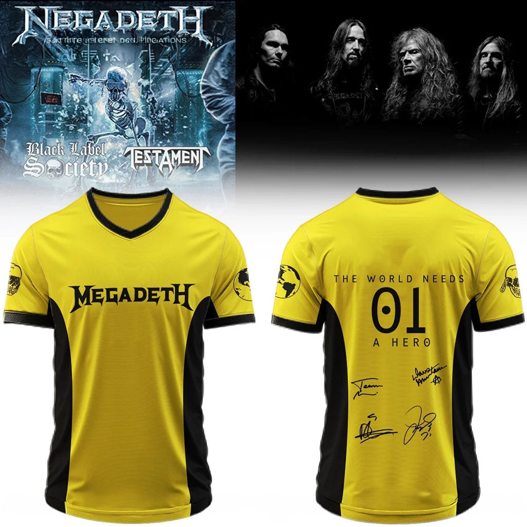 Megadeth The World Needs A Hero 01 V-Neck Shirt Heavy Metal Band Signature Megadeth Merch - Merchluma
