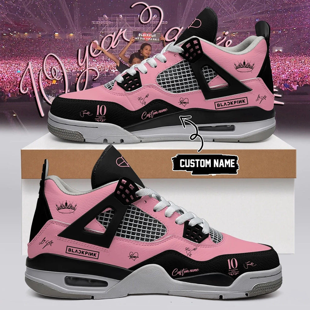 Personalized BLACKPINK Merch Sneakers Kpop World Tour Pink Black Shoes Music Fan Gifts - Merchluma