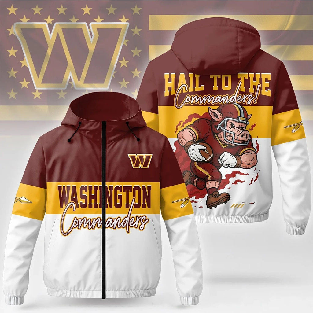 Washington Commanders Windbreaker Jacket Hail To The Commanders Merch Gifts For Football Fan - Merchluma