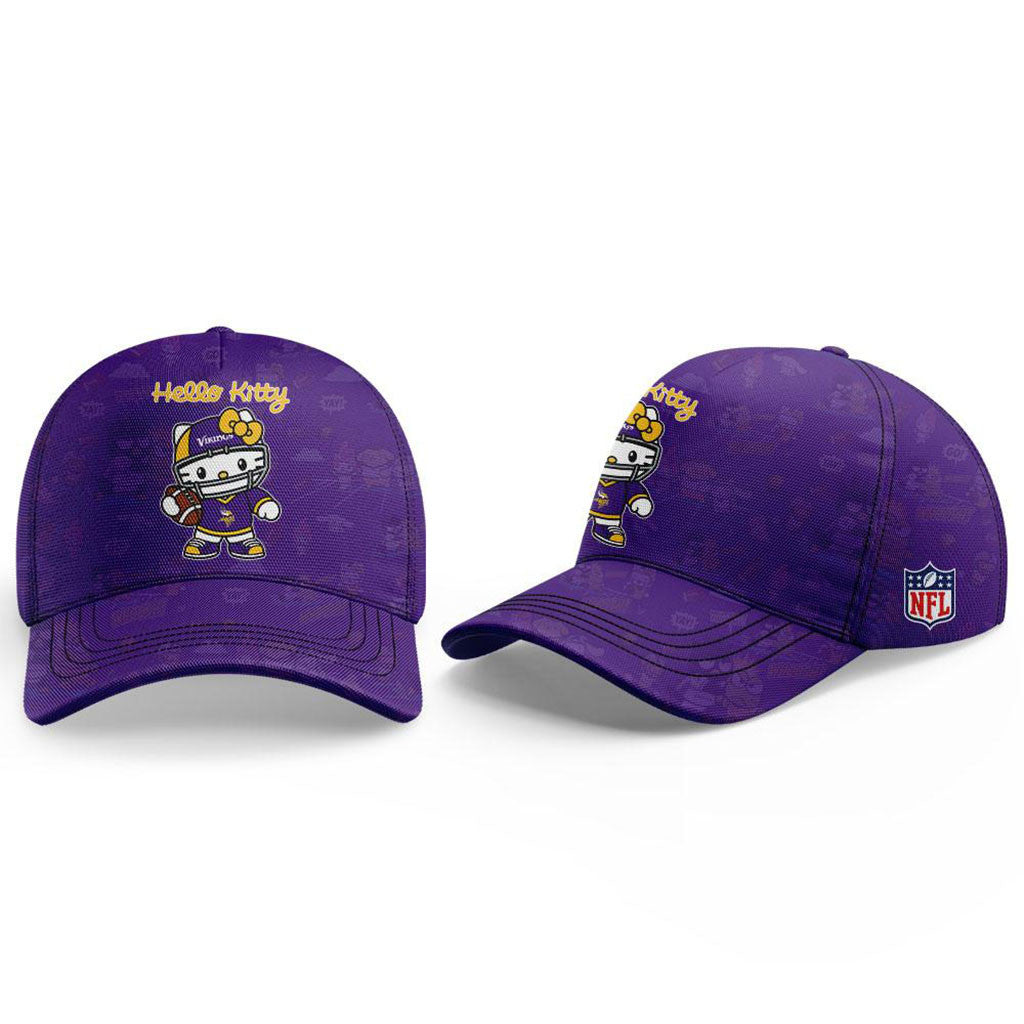 Minnesota Vikings x Hello Kitty 2026 Crossover Graphic Hat Vikings Merch Football Fan Gift Ideas - Merchluma