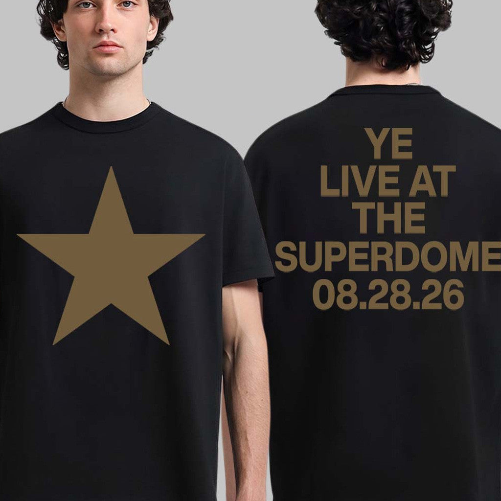 Kanye West Tour Merch YE Live At The Superdome New Orleans LA 2026 T-Shirt Golden Star Shirt - Merchluma