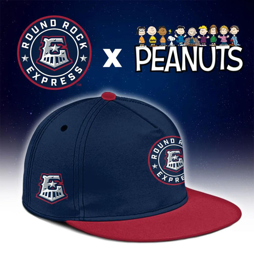 Round Rock Express x Peanuts Night Snapback Hat Round Rock Express Merch Gifts For Baseball Fans - Merchluma