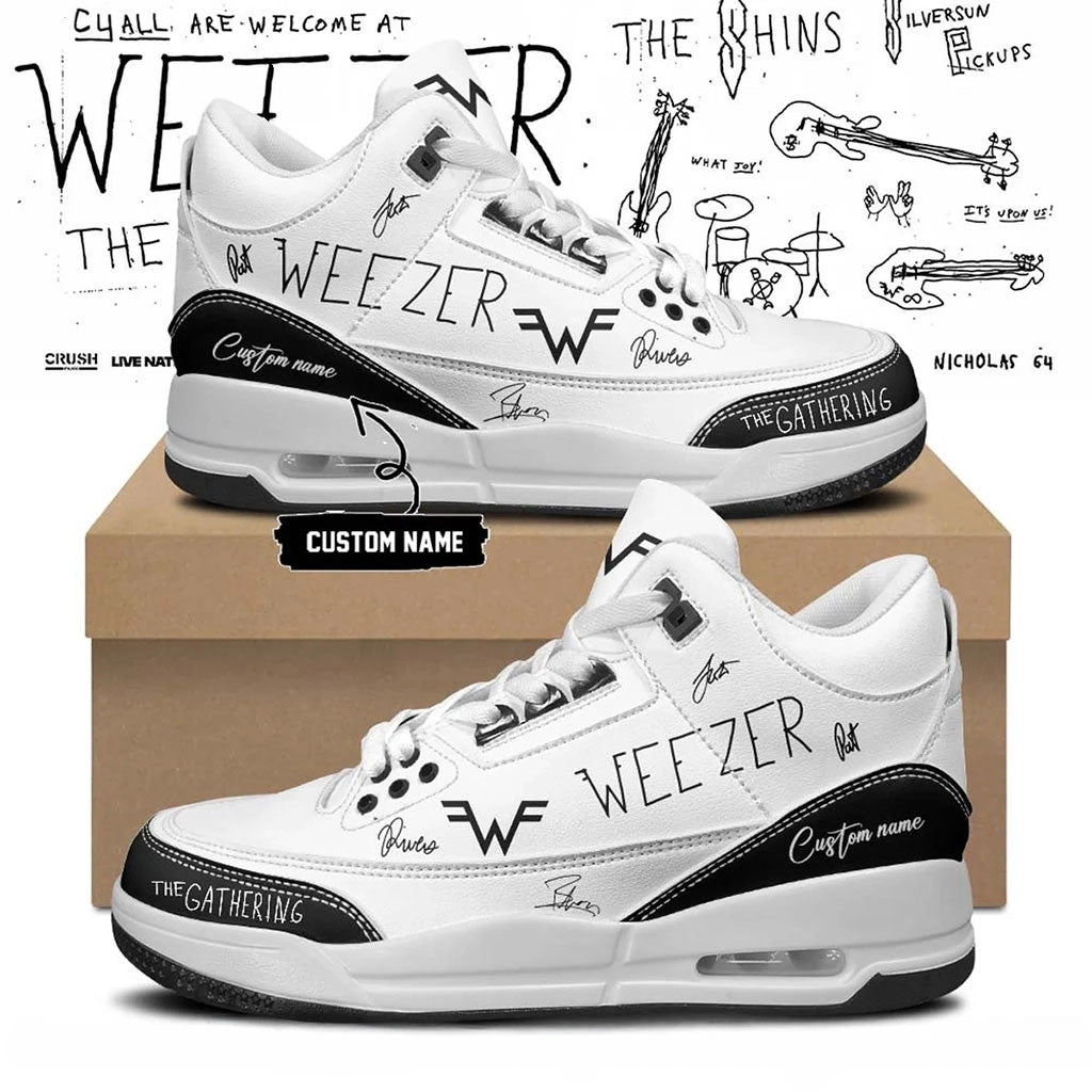 Personalized Weezer Merch The Gathering World Wide Signature Shoes Music Related Gifts For Guys - Merchluma