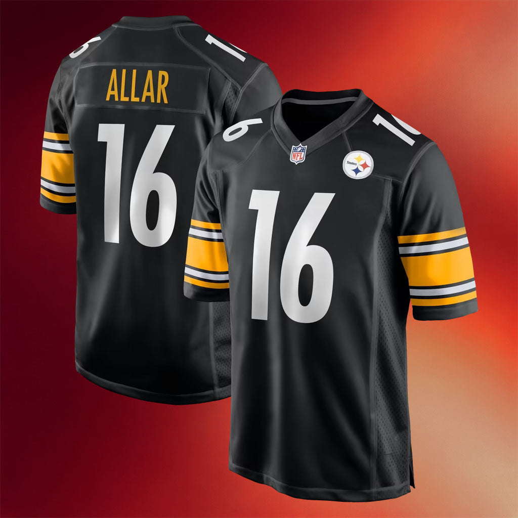 #16 Drew Allar Jersey Shirt Pittsburgh Steelers Merch 2026 Black Game Jersey Football Fans Gift