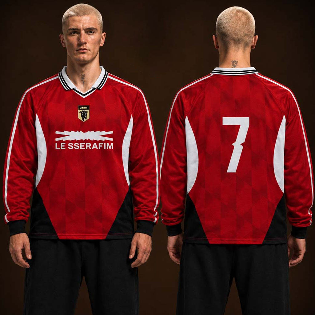 Le Sserafim Tour Merch 2026 Manchester United X Le Sserafim #7 Long Sleeve Jersey Shirt Gifts