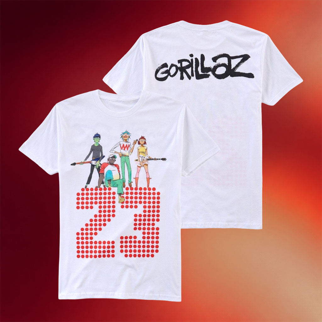 Gorillaz Merch 2026 Gorillaz 23 Group T-Shirt White Presents For Music Lovers
