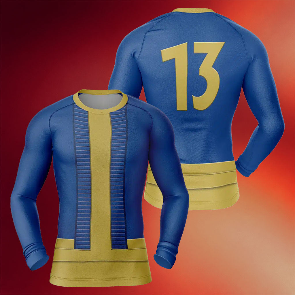 Fallout Merch 2026 Vault Dweller #13 Fallout Long Sleeve Compression Shirt Hero Rash Guard