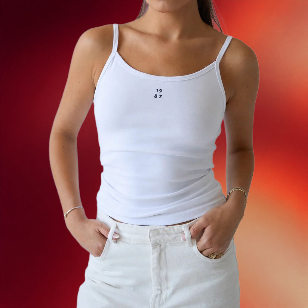 1987 Label Merch 1987 Camisole Tank Top White Best Gifts For Girlfriend
