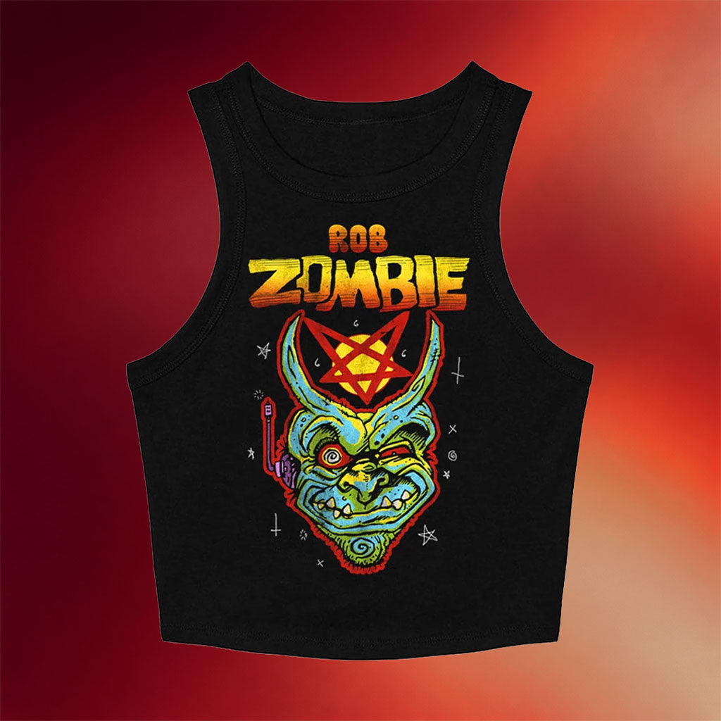 Rob Zombie Merch 2026 Devil Toon Cropped Tank Top Black Gift Ideas For Sisters
