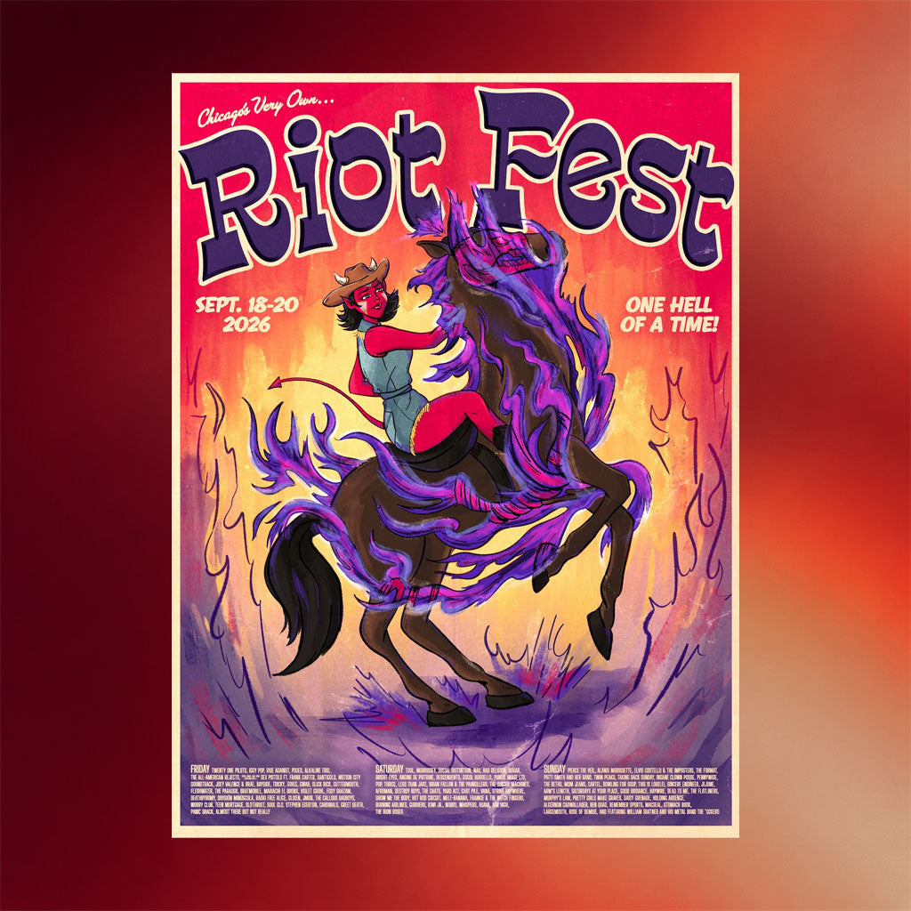Riot Fest 2026 Chicago Merch Devil Cowgirl Lineup Poster Wall Art Decor For Living Room