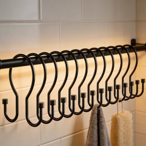24 Pack Double Shower Curtain Rings - Rustproof Metal for Bathroom