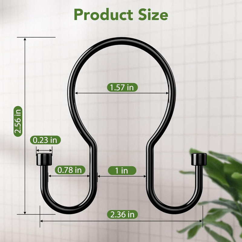 24 Pack Double Shower Curtain Rings - Rustproof Metal for Bathroom