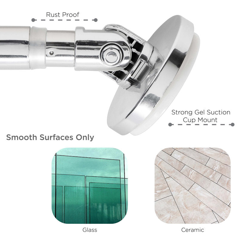 Curved Tension Shower Curtain Rod - Rustproof Stainless Steel No-Drill