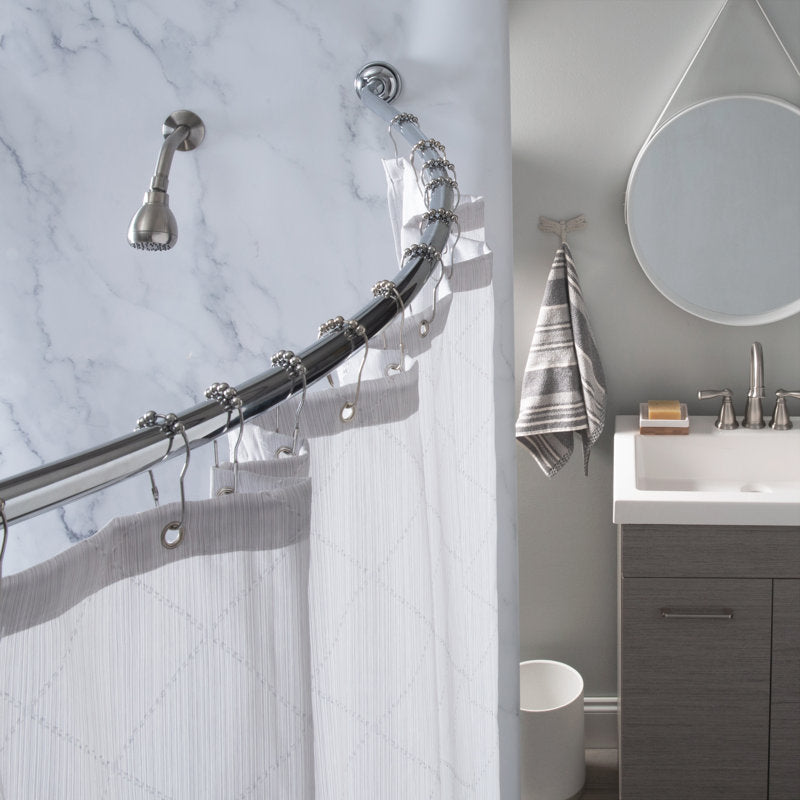 44" Curved Shower Curtain Rod - Chrome Rust-Resistant Bathroom Pole