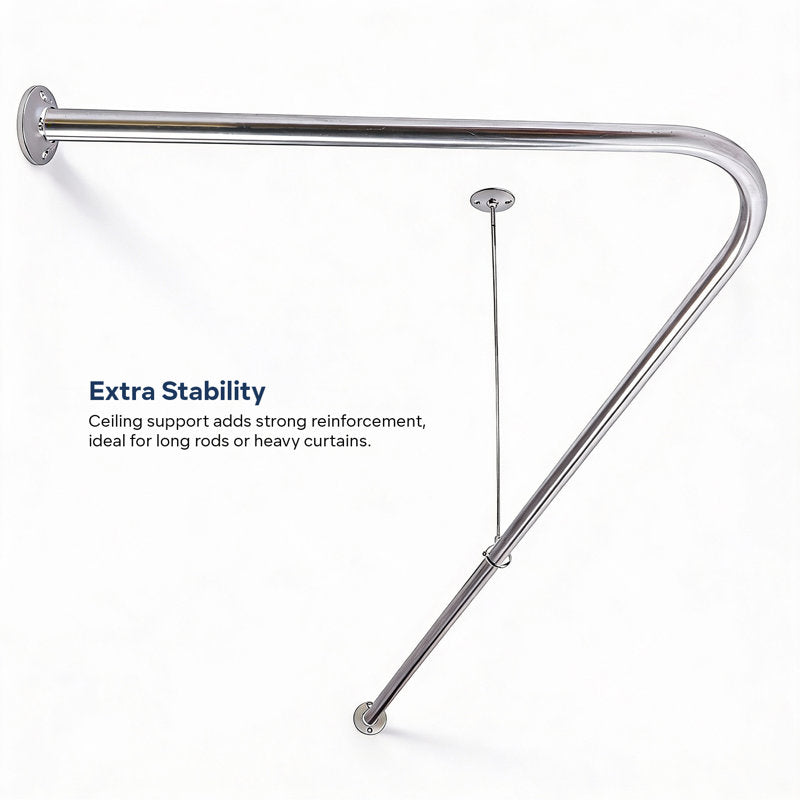 L-Shaped Corner Shower Curtain Rod - Rust-Proof Aluminum 5ft Rod