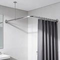 L-Shaped Corner Shower Curtain Rod - Rust-Proof Aluminum 5ft Rod