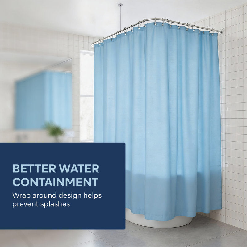 5ft U-Shaped Shower Curtain Rod - Rust-Proof Aluminum Corner Rod