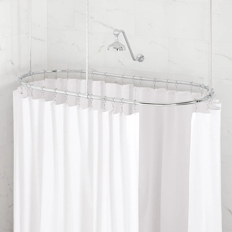 60" Oval Shower Rod Enclosure - Solid Brass for Clawfoot Tubs