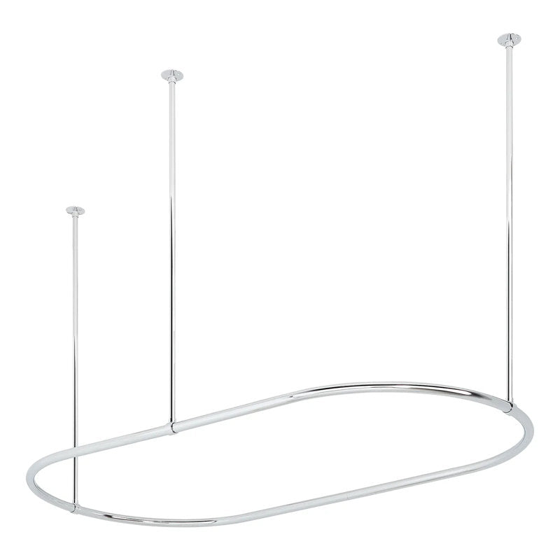 60" Oval Shower Rod Enclosure - Solid Brass for Clawfoot Tubs