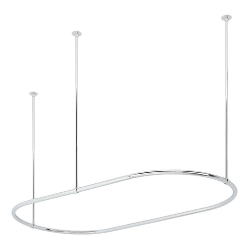60" Oval Shower Rod Enclosure - Solid Brass for Clawfoot Tubs