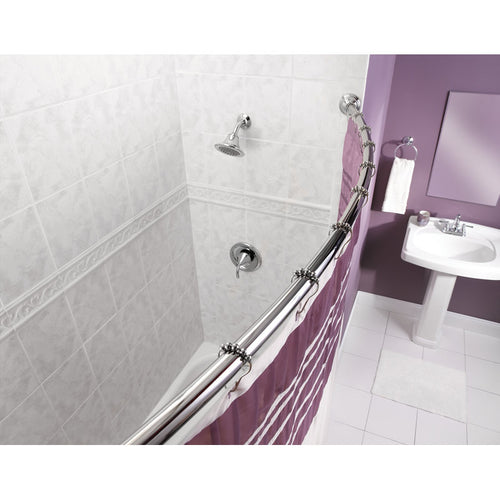 60-Inch Curved Fixed Shower Curtain Rod - Chrome Bathroom Hardware