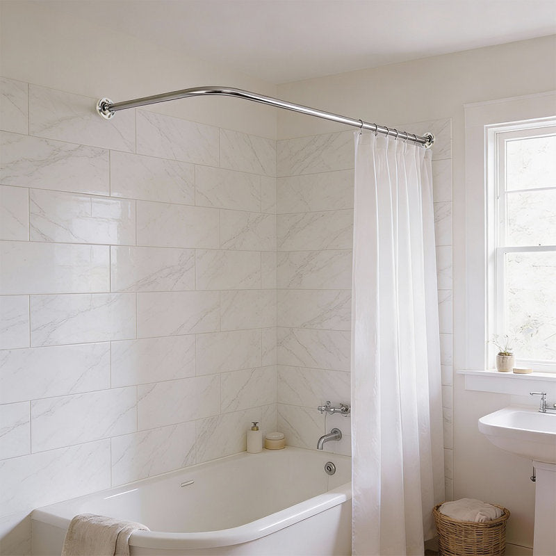 6' L-Shaped Corner Shower Curtain Rod - Rust-Proof Aluminum