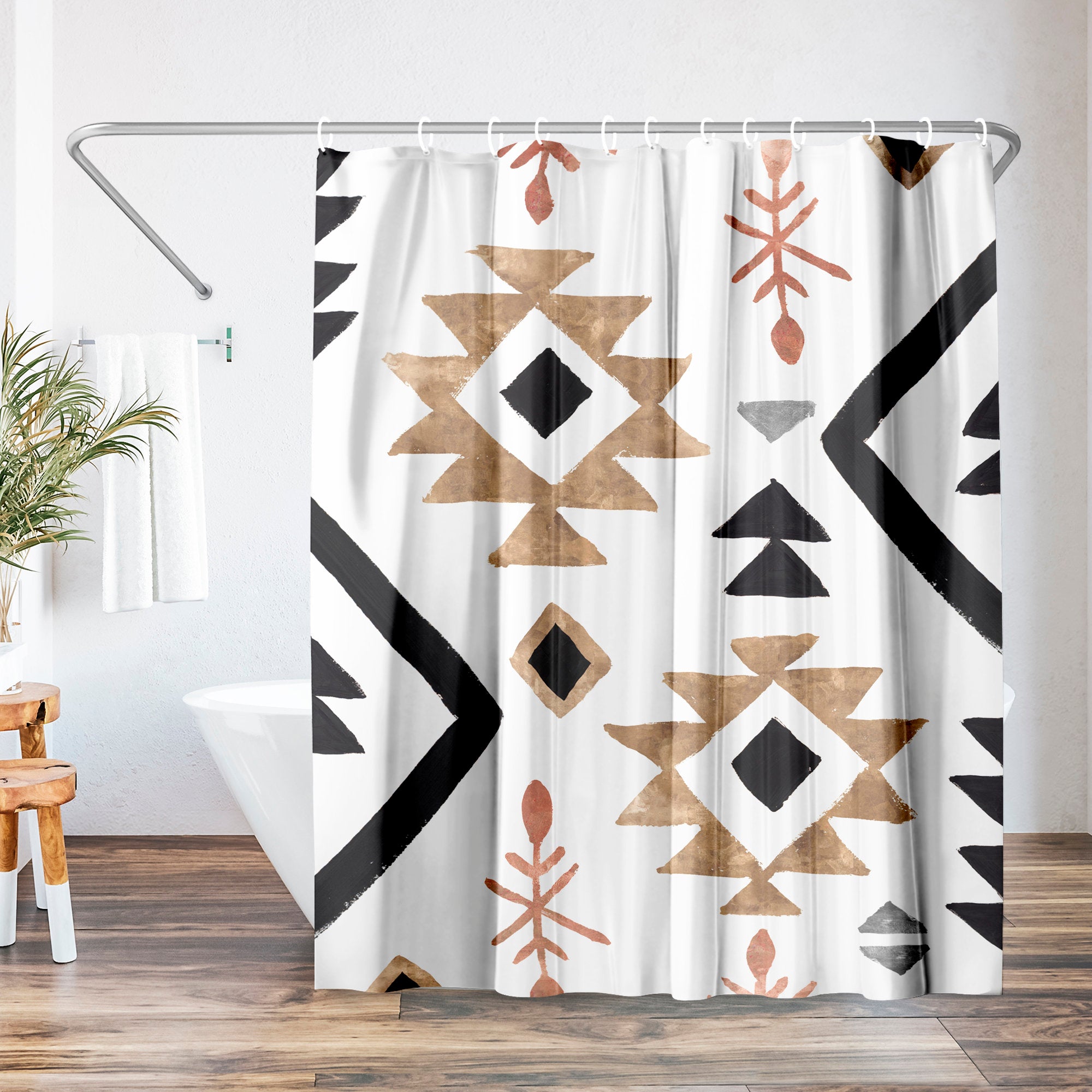 Abstract Fabric Shower Curtain - Rhythemics I Modern Bathroom Decor