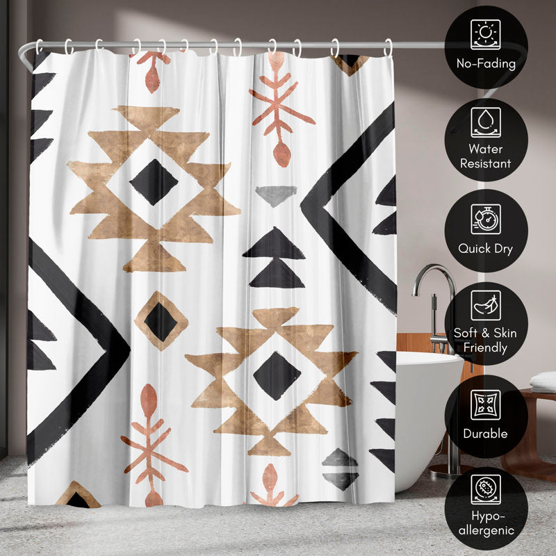 Abstract Fabric Shower Curtain - Rhythemics I Modern Bathroom Decor