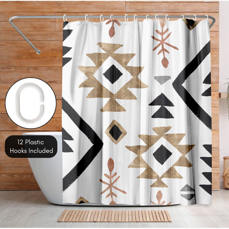 Abstract Fabric Shower Curtain - Rhythemics I Modern Bathroom Decor