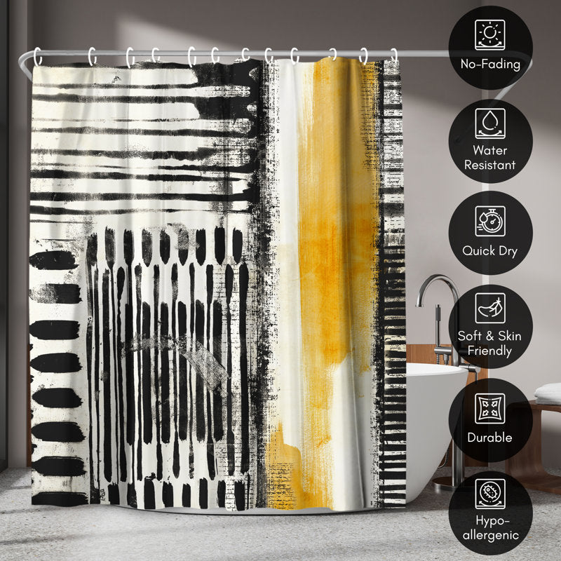 Abstract Polyester Shower Curtain - Modern Bathroom Decor