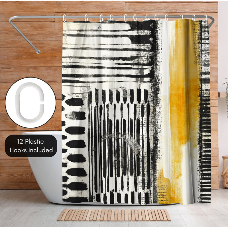 Abstract Polyester Shower Curtain - Modern Bathroom Decor