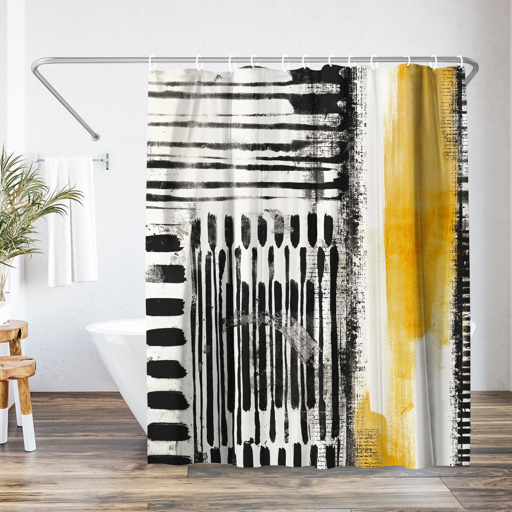 Abstract Polyester Shower Curtain - Modern Bathroom Decor