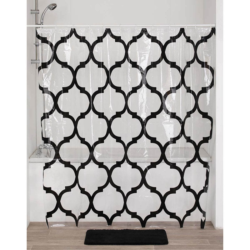Arabesque PEVA Shower Curtain - Transparent Waterproof Bath Decor