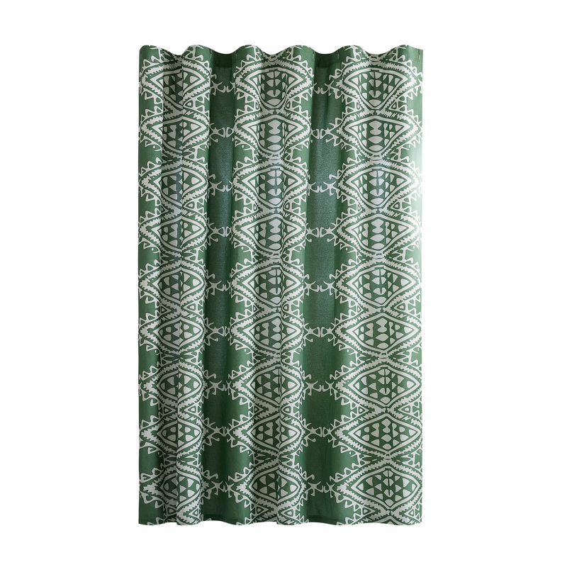 Sage Green Geometric Cotton Shower Curtain - Boho Bathroom Decor