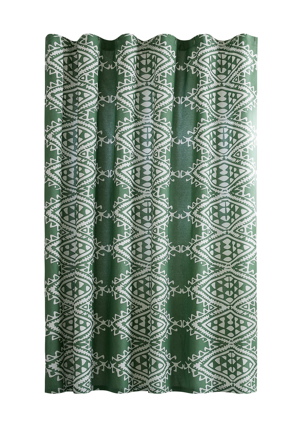 Sage Green Geometric Cotton Shower Curtain - Boho Bathroom Decor