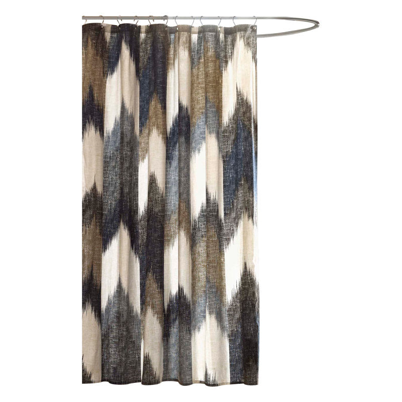 Cotton Shower Curtain - Abstract Chevron Print for Modern Bathroom