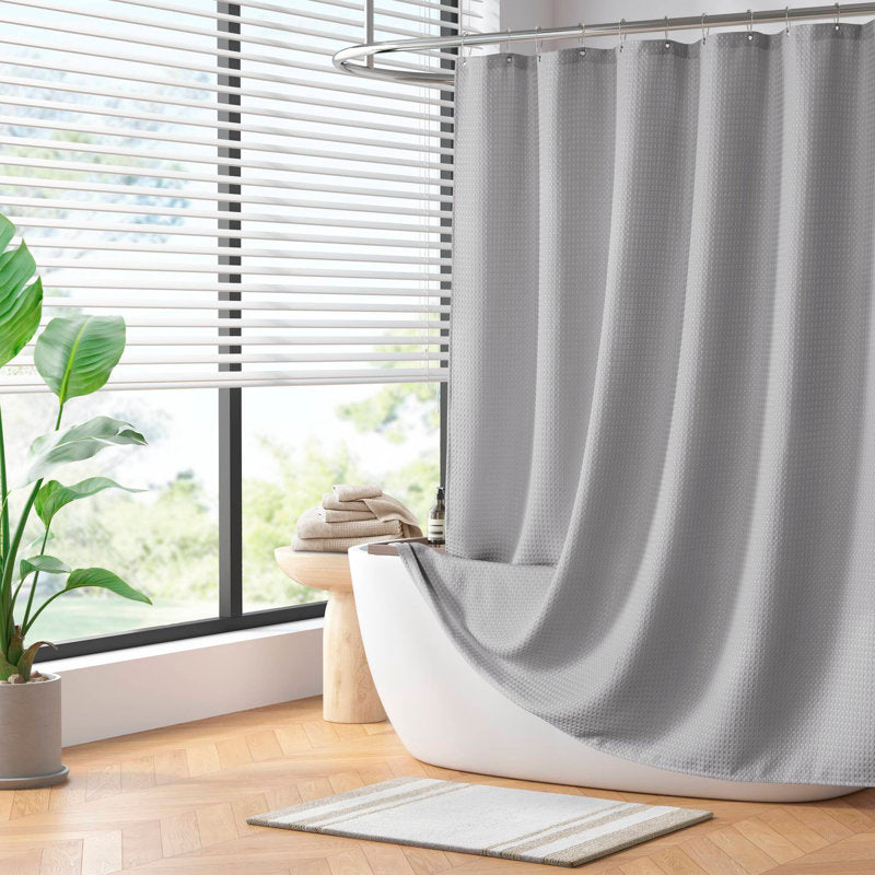 Arbor Waffle Shower Curtain - Water Repellent Polyester Bathroom Decor